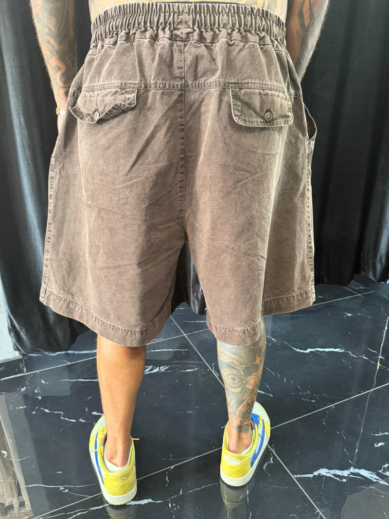 Pantaloncino stone wash marrone