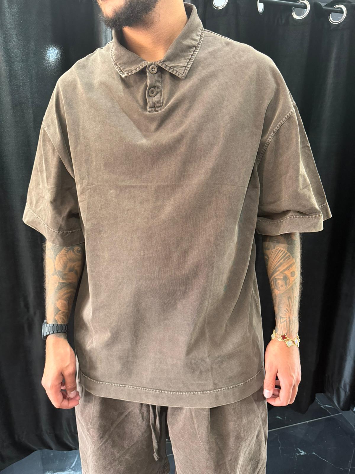 Polo cotone oversize marrone