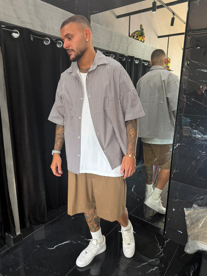 camicia a righe oversize