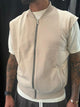 Gilet smanicato con zip beige