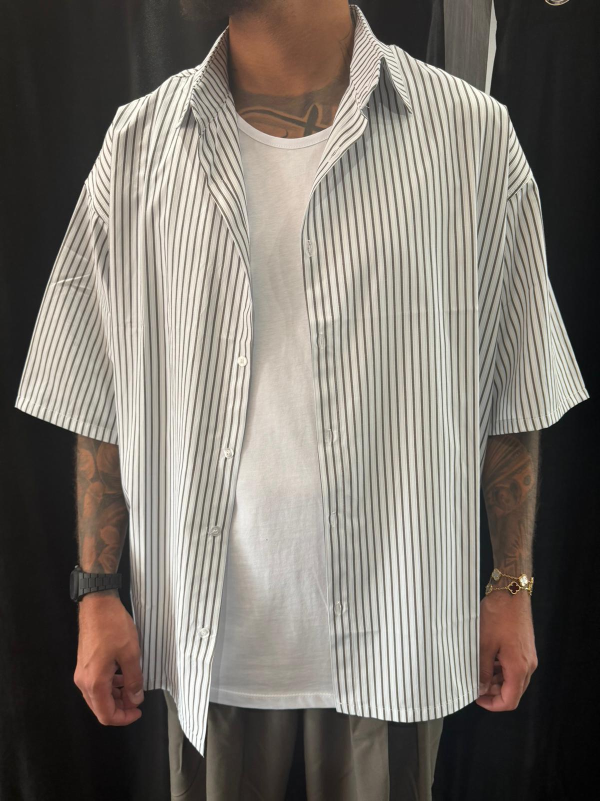 Camicia a righe marrone Oversize