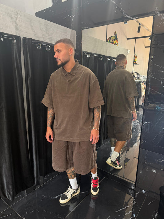 Polo cotone oversize marrone