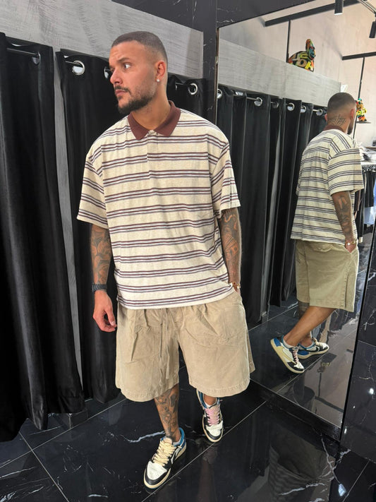 Pantaloncini stone wash beige