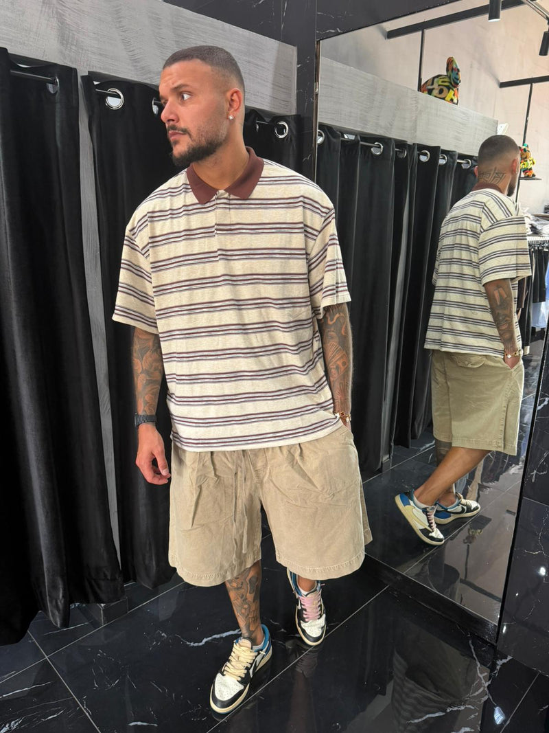 Pantaloncini stone wash beige