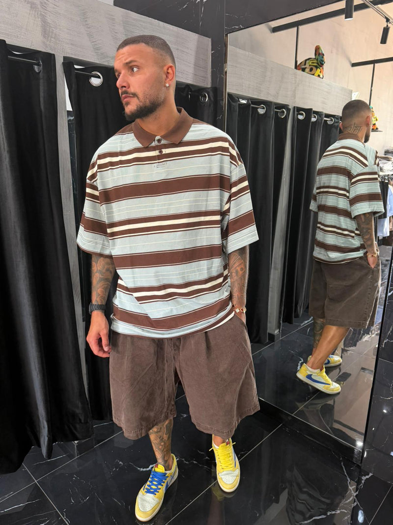 Pantaloncino stone wash marrone