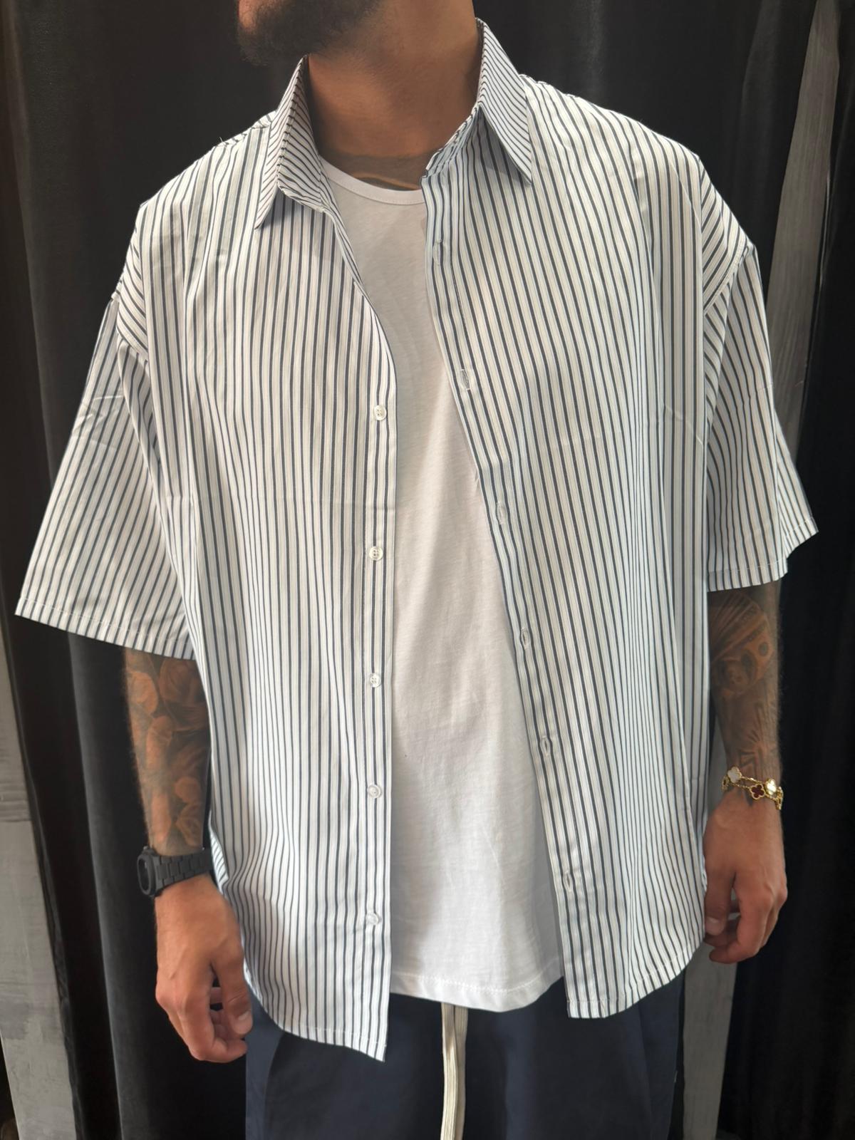 Camicia a righe blu Oversize