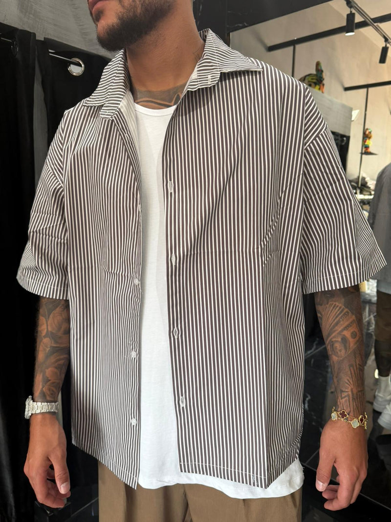 camicia a righe oversize
