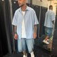Camicia celeste a righe Oversize