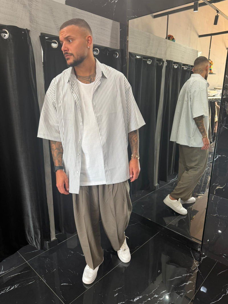 Camicia a righe marrone Oversize