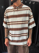 Polo a righe celeste/marrone