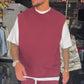 Coordinato smanicato felpato bordeaux